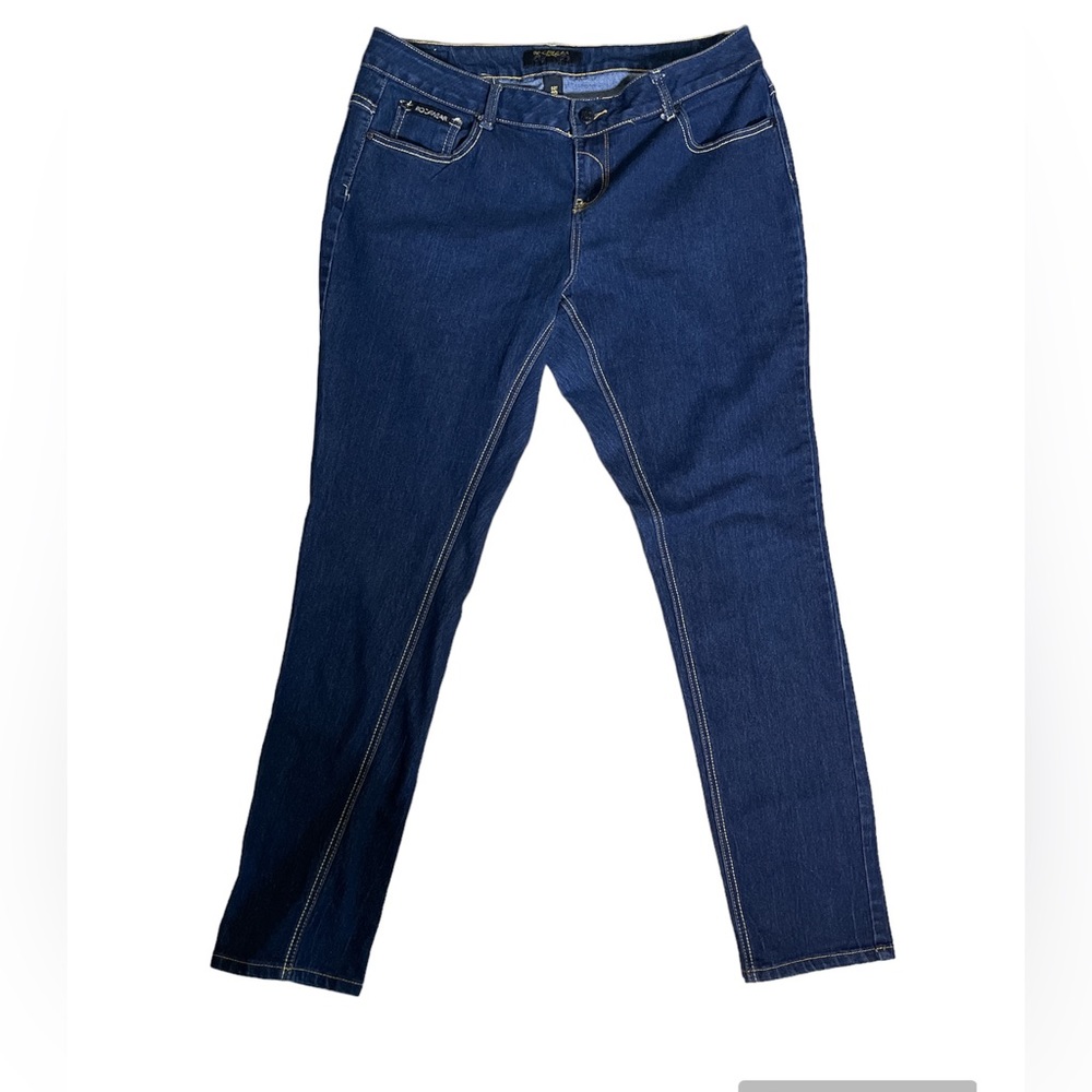 Vintage Rocawear Skinny Jeans Women's Size 18 Blue 5-Pocket Embroidered Pockets
